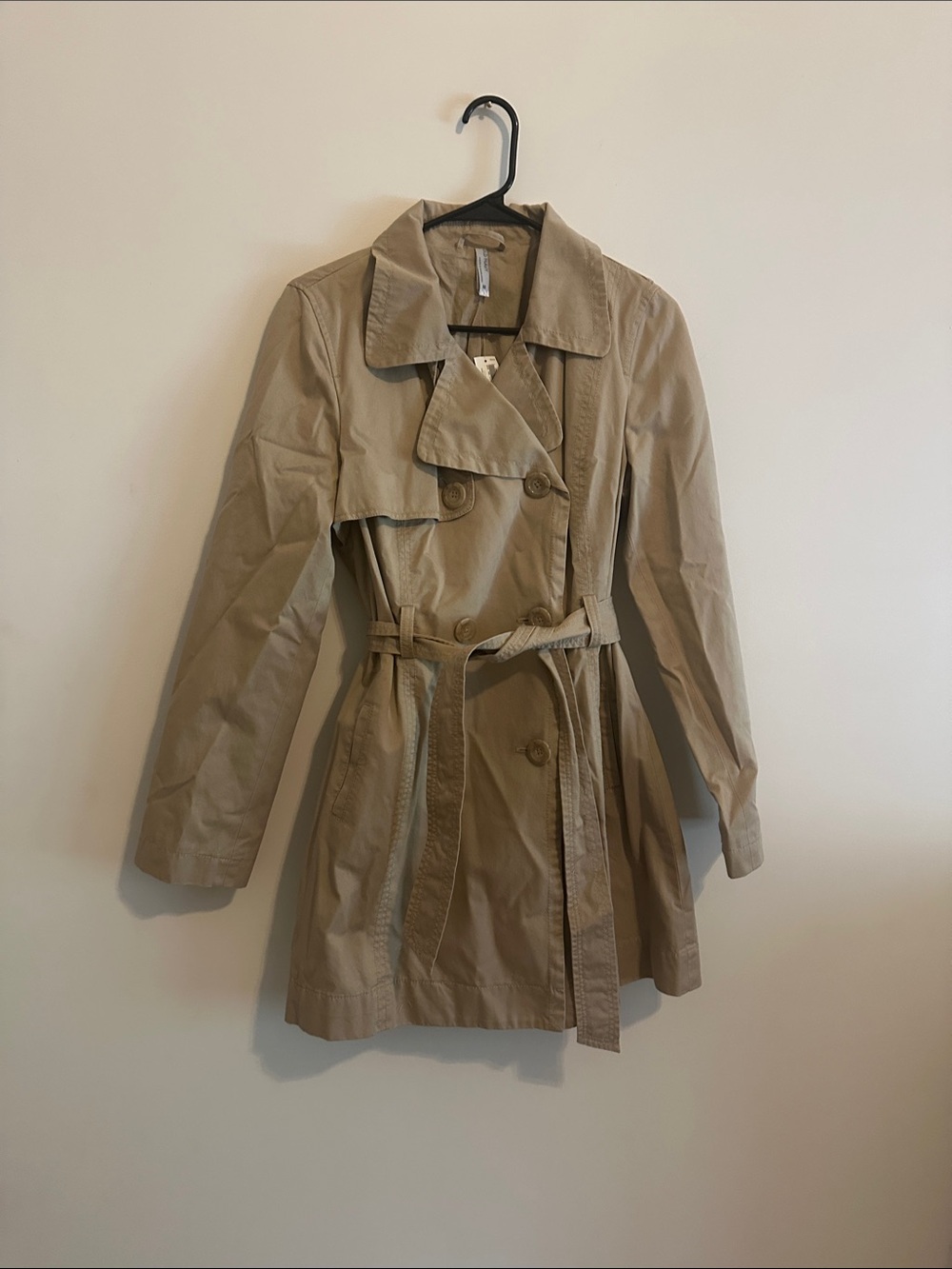 Old Navy Women's Tan Double-Breasted Trench Coat